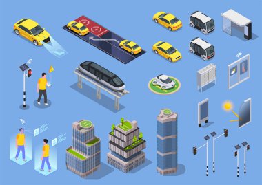 Akıllı Şehir Isometric Kümesi