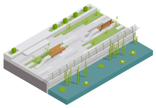 Composição de Design de Paisagem Embankment — Vetor de Stock