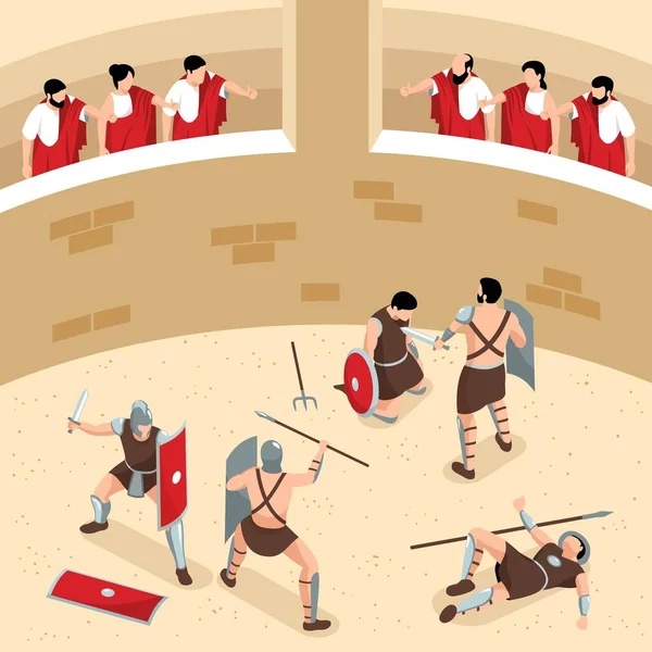 Roman Fight Arena Composition — Stock Vector