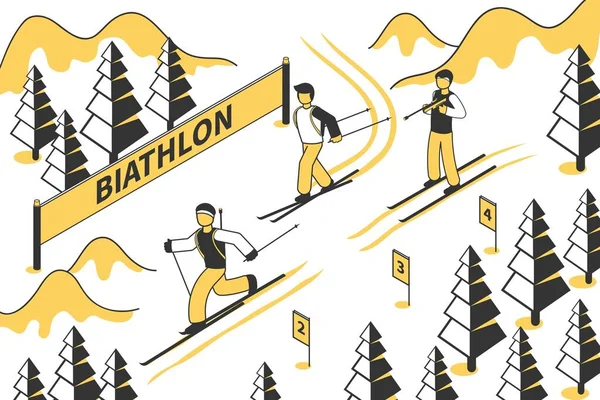 Biathlon Competition Illustration — Stock Vector