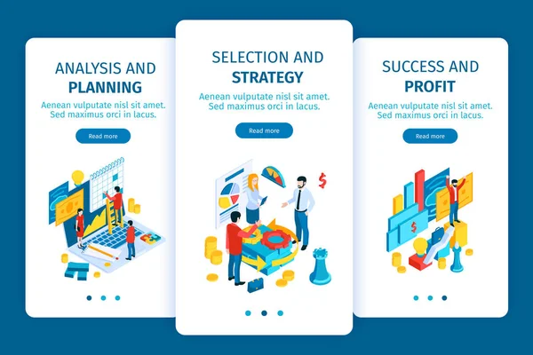 Set isometrico di investimento di successo — Vettoriale Stock