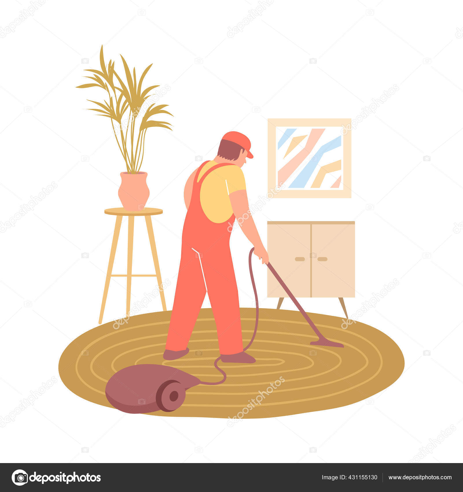 Carpet Hoovering Illustration Stock Vector by ©macrovector 431155130