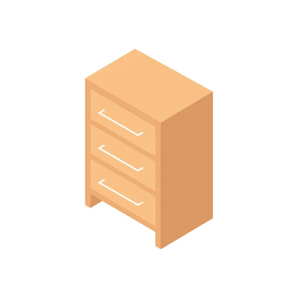 Изометрический состав деревянного шкафа — стоковый вектор