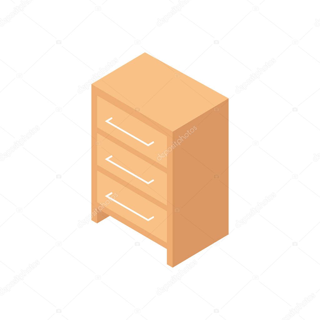 Wooden Cabinet Isometric Composition