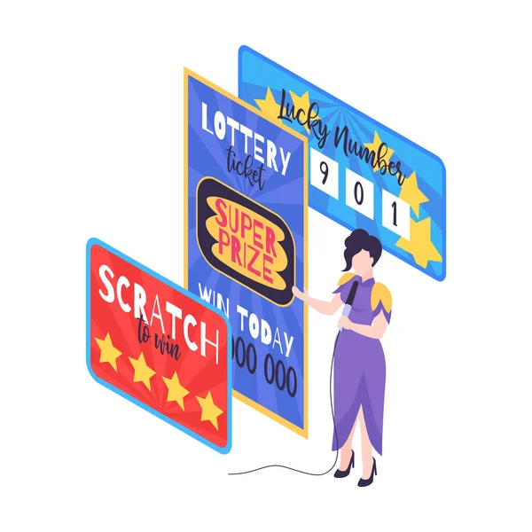 Isometric Fortune Lottery Vector Illustration — Stockový vektor