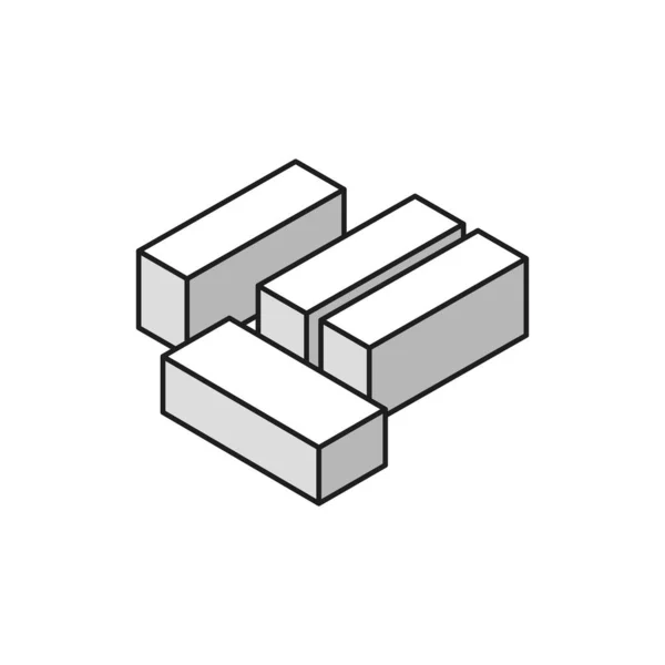 Composição isométrica de tijolos brancos — Vetor de Stock