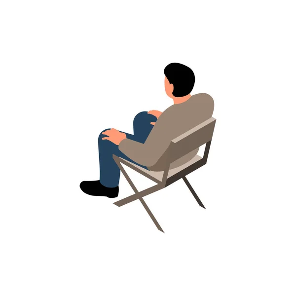 Man In Portable Chair Illustration — Stock Vector
