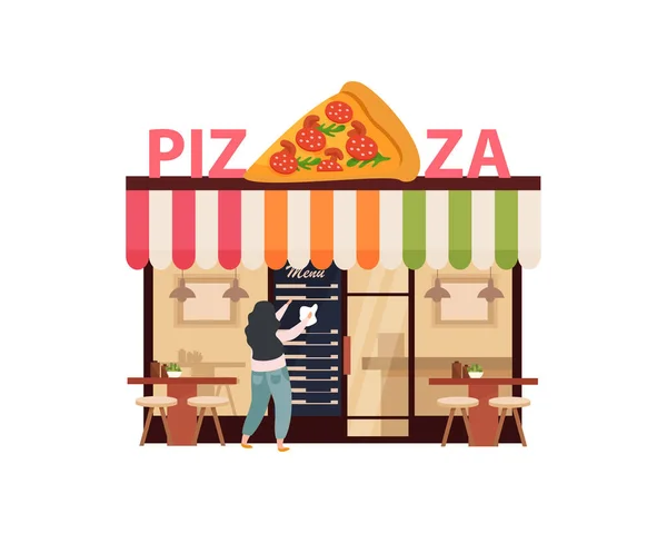 Pizza Cafe Illustratie — Stockvector
