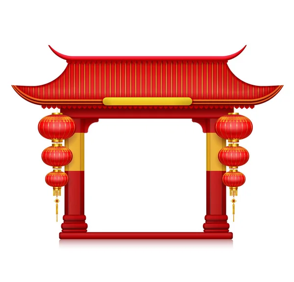 Lanternes chinoises Portes Composition réaliste — Image vectorielle