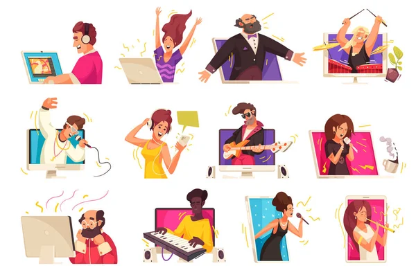 Online Music Content Set — Stock Vector