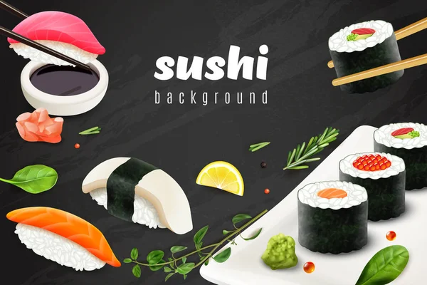 Fundo realista do sushi — Vetor de Stock