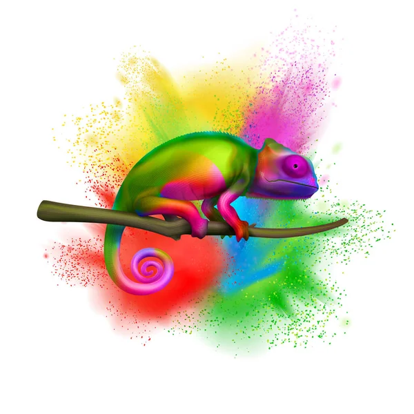 Chameleon χρώμα έκρηξη Ρεαλιστική — Διανυσματικό Αρχείο