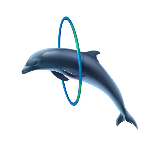 Skoky Dolphin realistický obrázek — Stockový vektor