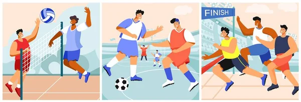 Sports Flat Compositions Set — Stock Vector
