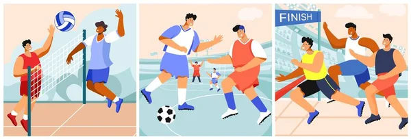 Sport Flat Compositions Set — Stock vektor