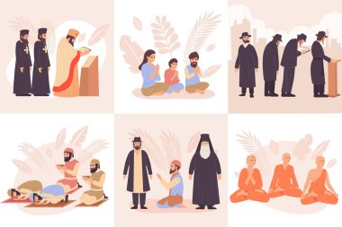 Dünya Dinleri Bileşimi Düz Simge Ayarları
