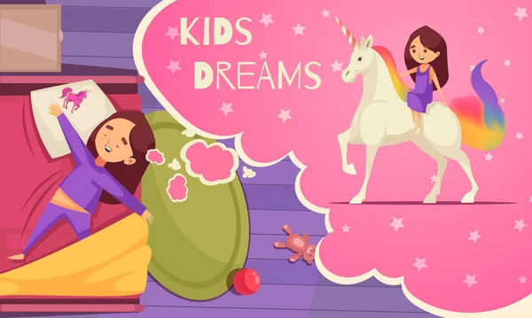 Kids Dreams Einhorn Komposition — Stockvektor