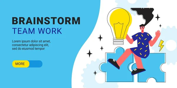 Brainstorm Equipo de Trabajo Horizontal Banner — Vector de stock