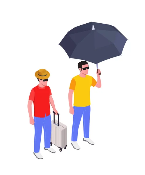 Люди с зонтичной векторной иллюстрацией — стоковый вектор