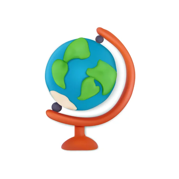 Plasticine School Globe Vector Illustrazione — Vettoriale Stock