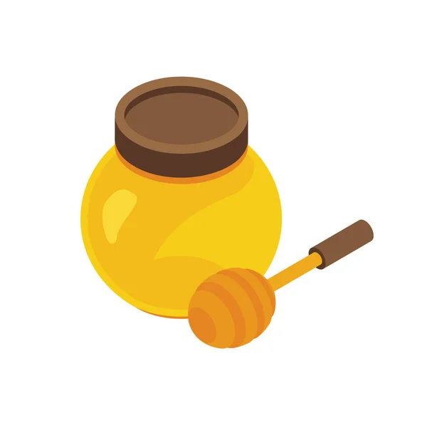 Composición de cuchara de olla de miel — Vector de stock