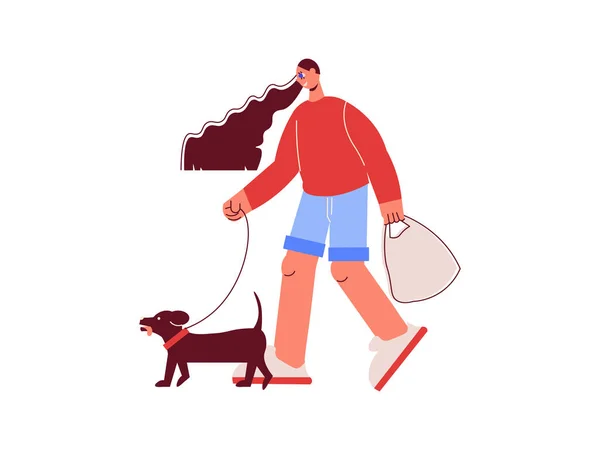 Shopping Woman Dog Komposition — Stockvektor