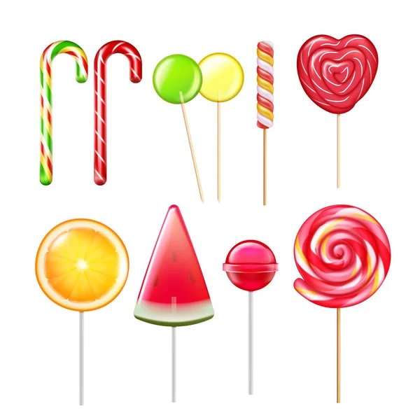 Candies Lollypops Realistic Set — Stock Vector