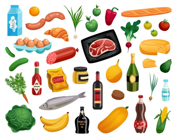 Zestaw izolowanych ikon żywności — Wektor stockowy