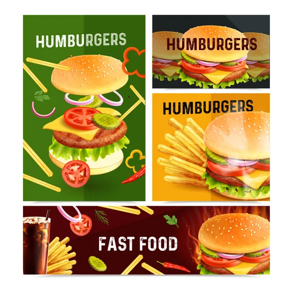 Conjunto de Banners horizontais de Fast-Food — Vetor de Stock