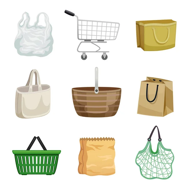 Bolsa de compras y conjunto de cesta — Vector de stock