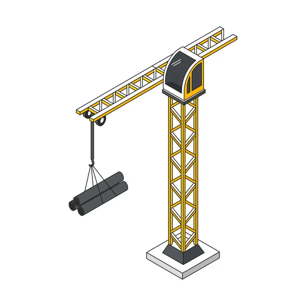 Composição Isométrica do Guindaste Pilar — Vetor de Stock