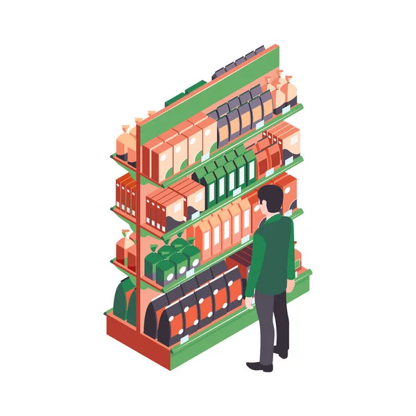 Izometryczny skład półki w supermarkecie — Wektor stockowy