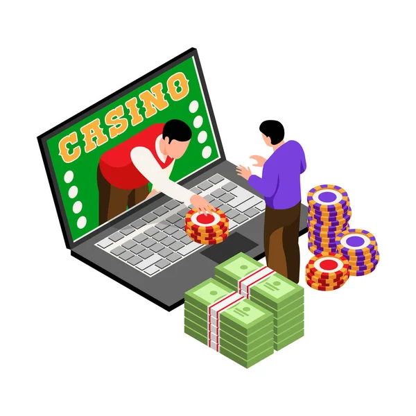 Casino Laptop Dealer Composition — Stock Vector