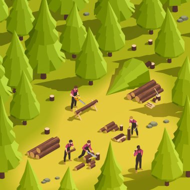 Oduncu Isometric Illustration