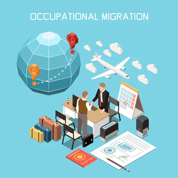 Movilidad de la población Migración Composición — Vector de stock