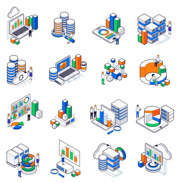 Büyük Veri Takası Isometric Kümesi — Stok Vektör