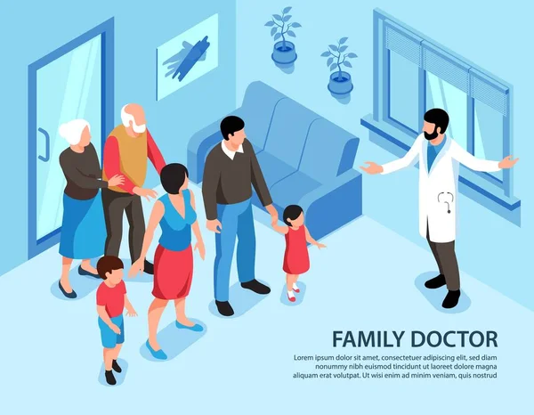 Family Doctor Appointment Background — Stock Vector