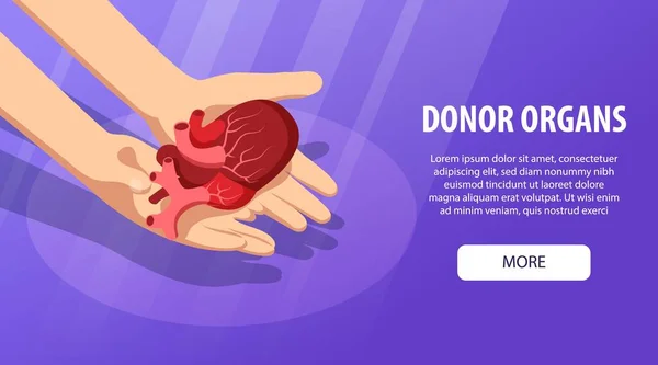 Donantes de órganos Banner horizontal — Vector de stock