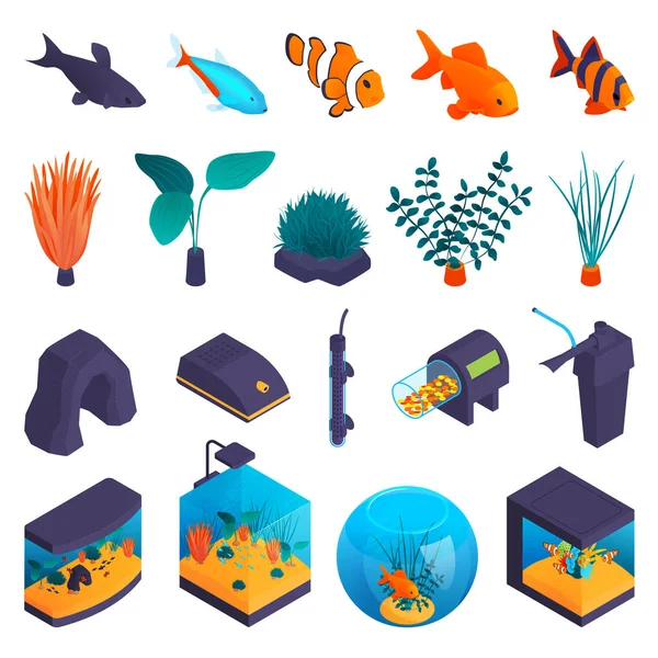 Aquarium Isometrische set — Stockvector