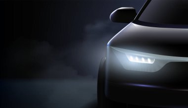 Siyah Araba Farları Reklam Kompozisyonu