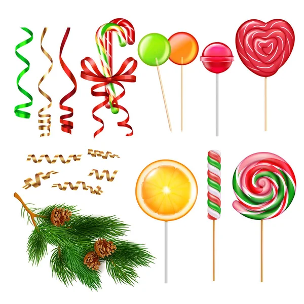 Cukierki lizaki zestaw świąteczny — Wektor stockowy