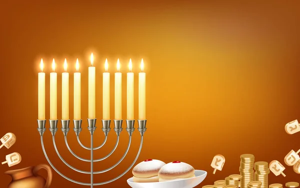 Hanukkah Realistisk bakgrund Sammansättning — Stock vektor