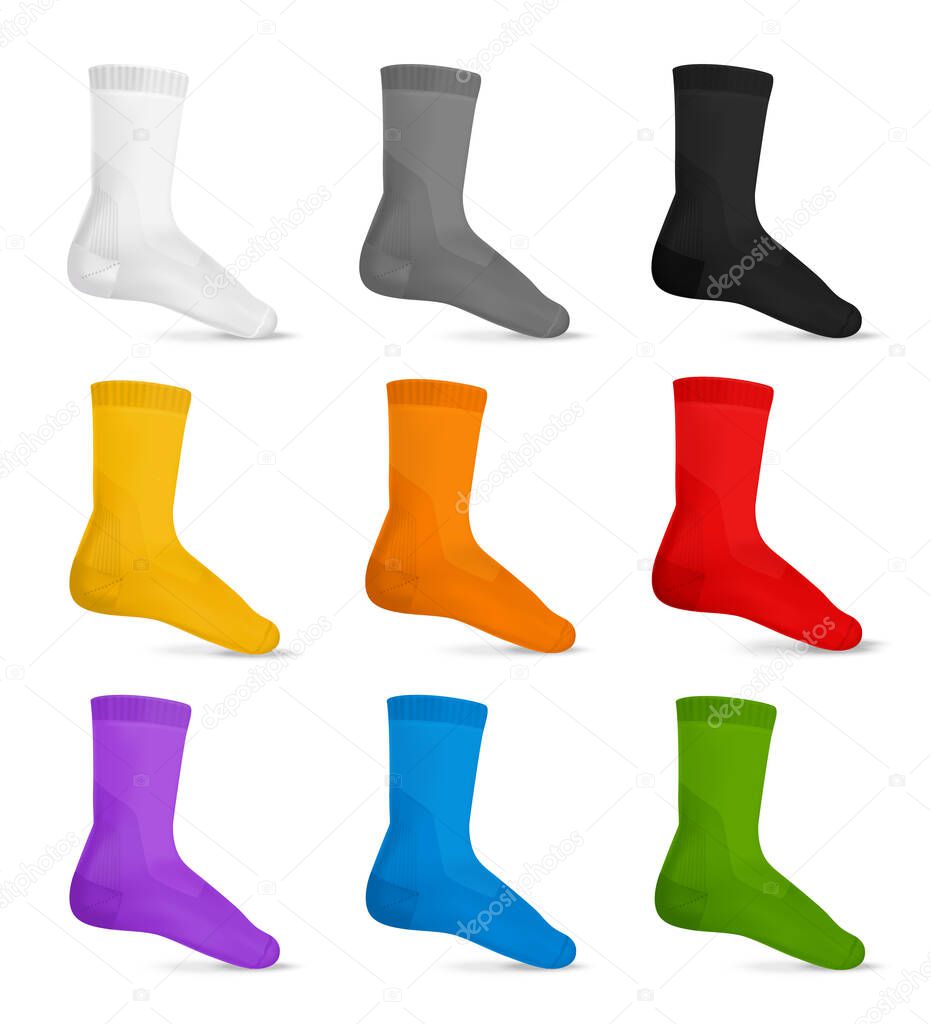Men Socks Realistic Color Set