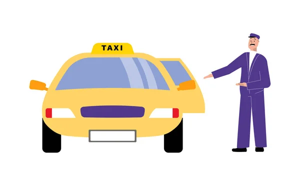 Appartamento Taxi Driver Illustrazione — Vettoriale Stock