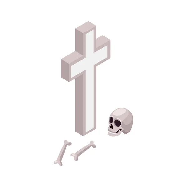 Kompozycja Grave Cross Bones — Wektor stockowy