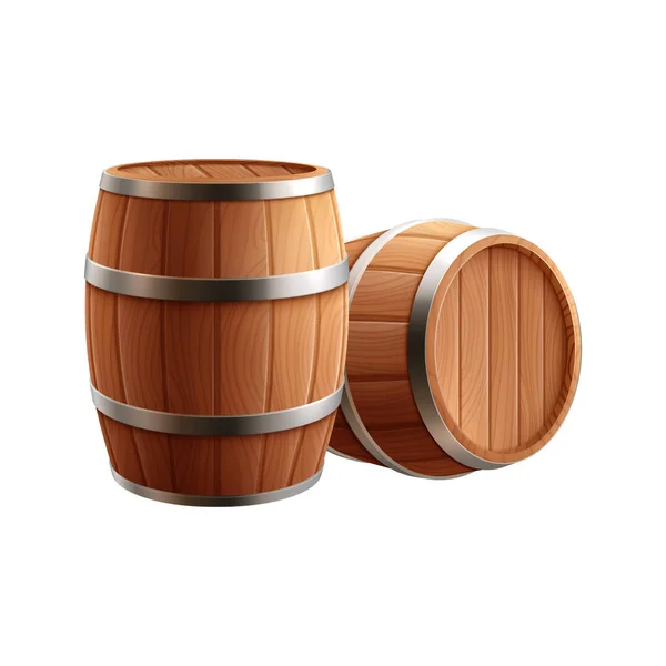 Beer Barrels Realistic Composition — Stock Vector