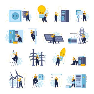 Electricity Lighting Flat Icons clipart