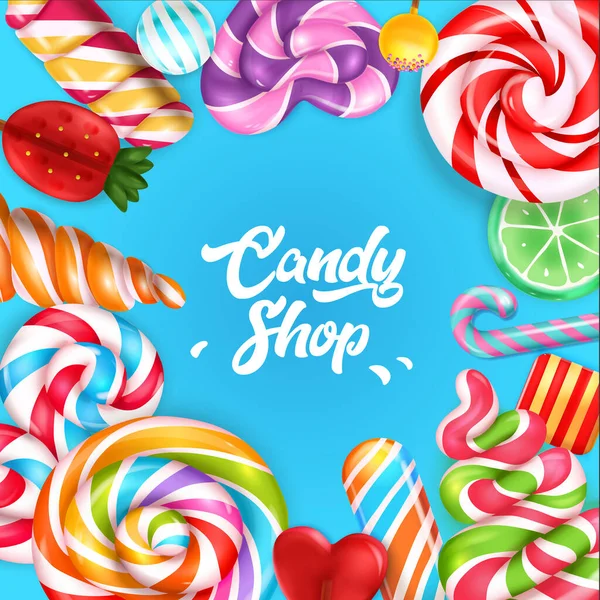 Candy Shop Realistic Background — Stock Vector