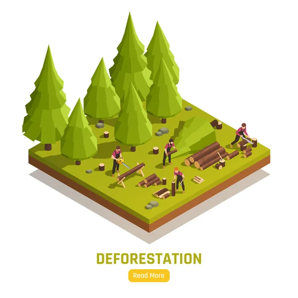 Изометрическая композиция лесоруба — стоковый вектор