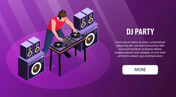 Impreza DJ baner poziomy — Wektor stockowy